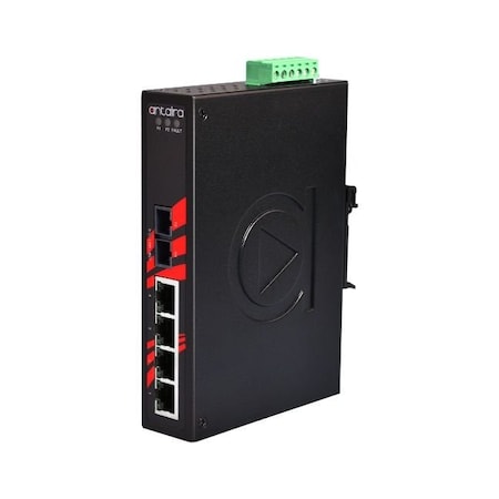 ANTAIRA 5-Port Industrial Unmanaged Ethernet Switch w/4-10/100Tx + 1-100Fx ***Multi-Mode 2Km; EOT LNX-0501-M-T